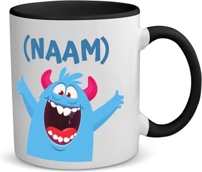 Akyol - blauwe monster koffiemok - theemok - zwart - Monster - kinderen - leuk cadeau voor mijn kind - verjaardagscadeau - kado - gift - vriendelijke monster - 350 ML inhoud