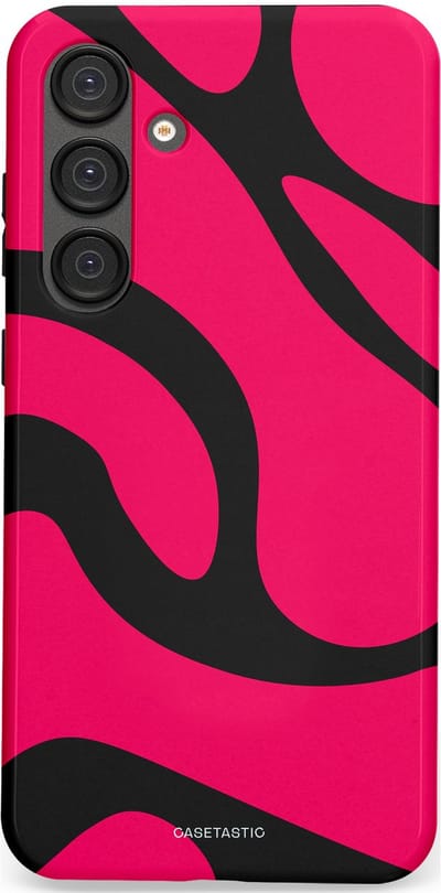 Casetastic hoesje geschikt voor Samsung Galaxy S25 Plus - Dubbellaagse bescherming - Zwart Roze Mamba Golven - Fashion Case - Roze Zwart