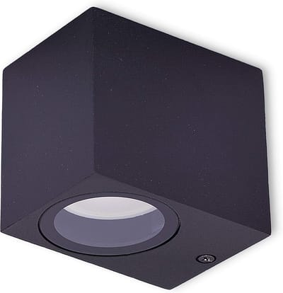 Vierkante zwarte aluminium wandlamp voor buiten en binnen, spatwaterdicht IP44