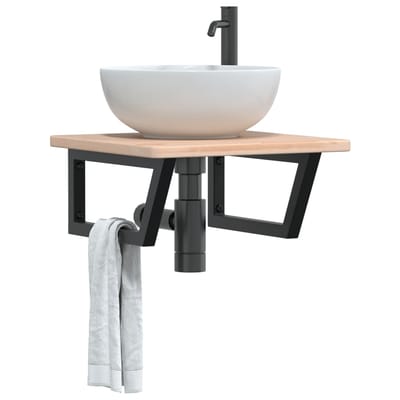 vidaXL - Badkamer - wandschap - staal - en - massief - eikenhout