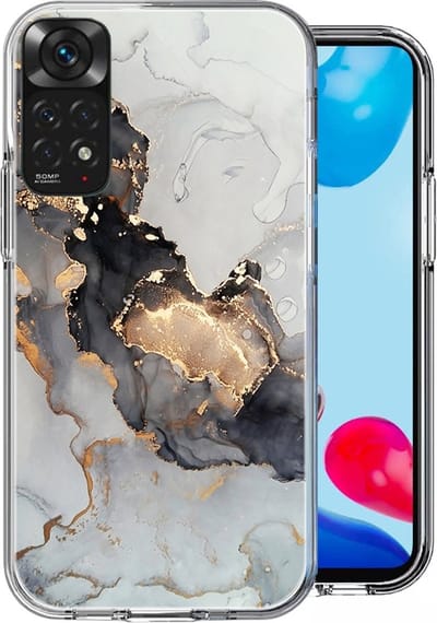 Hoesje geschikt voor Xiaomi Redmi Note 11 - Back Cover Siliconen Case Marmeren Hoes Wit