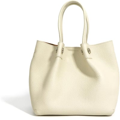 Het Originele Ontwerp van De Bovenste Laag Leer Vleermuis Serie Gelukszak, Enkel-schouder Hand-dragen Grote Capaciteit Tote Bag, Pendelaar Crossbody Tas beige