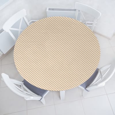 ABAKUHAUS natuurlijke kleuren Elastisch rond tafelkleed, allround elastisch tafelkleed, 114 cm - 142 cm, ecru en champagne