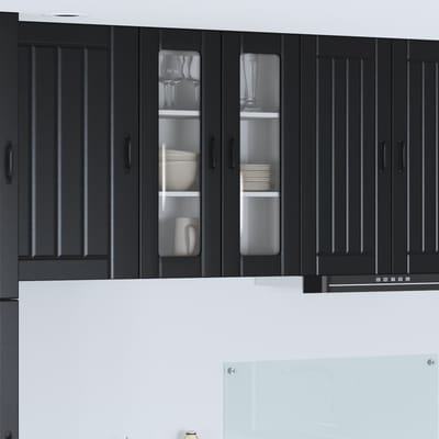 vidaXL - Wandglas - Kasten - LUCCA - Zwart - 60 - x - 31 - x - 80 - cm - Bewerkt - hout