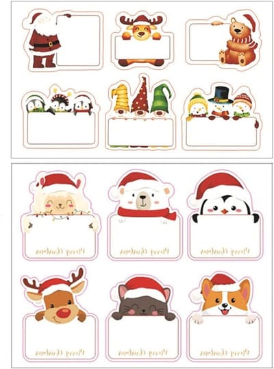Set van 10 Kerststickers voor Cadeaus - Schrijfbare Zelfklevende Decoratieve Labels en Jamstickers voor de Feestdagen