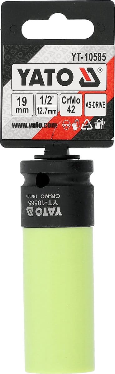 Professionele Lange Krachtdop 19 mm - Lengte 85 mm - 1/2" Aansluiting - Premium 42CrMo Chroom-molybdeenstaal - Wielmoerdop voor Lichtmetalen Velgen
