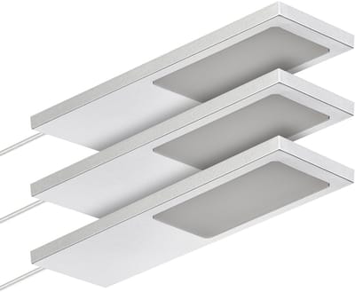 SOTECH set van 3 LED-meubellampen GIULIA II zonder sensor zilvergrijs, 4000K neutraal wit incl. transformator & verdeler Onderkastverlichting