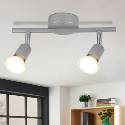 NETTLIFE Opbouwspot GU10 - 2-Lichts - zilver - Vintage Plafondlamp - draaibar Plafondspot - voor Keuken | Hal | Woonkamer - Zonder lamp - L 26cm