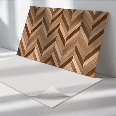Wallfluent Vinyl Wandpaneel - Visgraat houtpatroon Wandpaneel PVC - 100 cm x 50 cm - Bruin Vinyl Wandpaneel - Set van 1 - Rechthoekig Wandbekleding Vinyl - Texturen Wandpaneel - Zelfklevend Wandpaneel - Wandpaneel Keuken en Badkamer