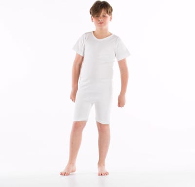 Kinderbody ritssluiting rug en kruis | Korte pijpen | Wit | 116
