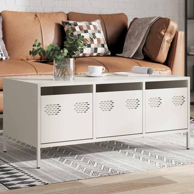 vidaXL - Salontafel - 101,5x50x43,5 - cm - koudgewalst - staal - wit