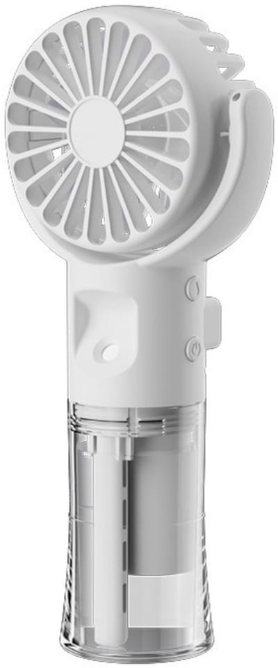 Draagbare handzame mistventilator - Mini draagbare oplaadbare ventilator - Draagbare ventilator met 4 snelheden - USB oplaadbare ventilator - Geschikt voor buiten, kantoor, kamperen, reizen, accessoire (Wit)