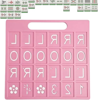 Mahjong Oefenbord - Solitaire Speelbord - Strategie Verbeteren - 24 Sleuven - 21.6 x 15.9 cm - Roze