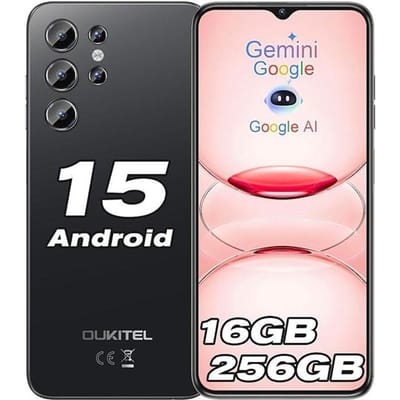 OUKITEL C1 Pro Smartphone 16GB+256GB/1TB AMOLED 6.52  Telefoon Draagbaar Android 15 13MP AI Telefoon Vingerafdruk/3 Kaartsleuven Zwart zwart