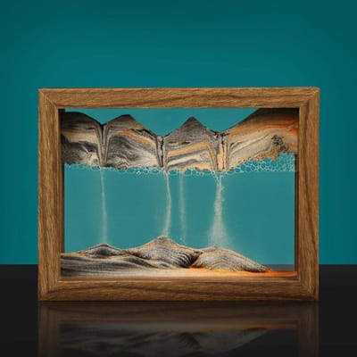 Zand Kunst Werk - Dynamisch Schilderen - Bureau Decoratie - Draaiend Houten Frame - One Size - Zwart Frame
