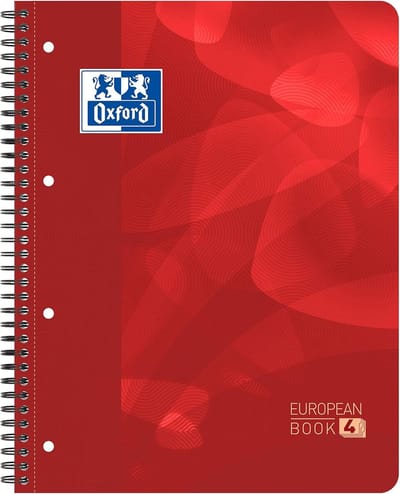 Projectboek A4+ - Schrijfblok Geruit - Schoolwerk Maken - 4-gaats Perforatie - 5 Stuks - Rood