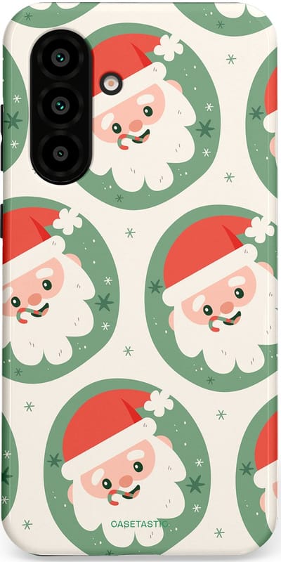 Casetastic hoesje geschikt voor Samsung Galaxy A36 / Samsung Galaxy A56 - Dubbellaagse bescherming - Zuurstok Groen Witte Kerstman - Fashion Case - Wit Saliegroen Crème Terracotta