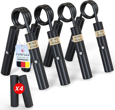 Thijox - FUNFLEX Griptrainer Set 4-delig - Weerstand 22-90 kg - Hand- en Vingerkracht Trainer - Compact en Ergonomisch - Voor Thuis, Werk en Sport - S