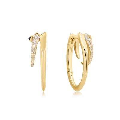 Ania Haie AH E053-10G Polished Punk Dames Oorbellen - Oorringen - Sieraad - Zilver - Goudkleurig - 925 Zilver - 9 mm breed - 22 mm lang