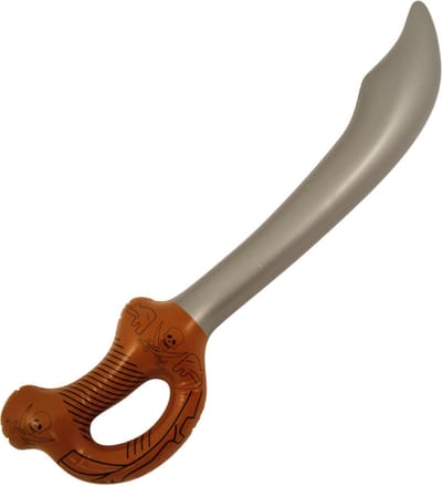 Henbrandt - Opblaasbaar Piraten zwaard met Bruine Handvat - Groot Formaat van 60 Cm - Opblaasfiguur Piratenzwaard - Feestartikel en Kostuumaccessoire voor Piraat