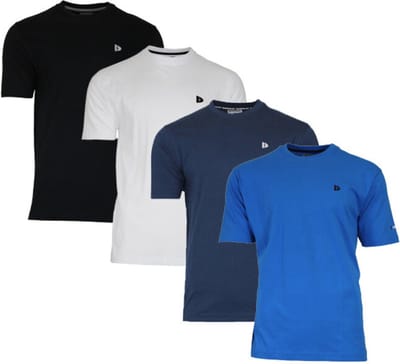 4-Pack Donnay - T-shirt (Vince) - Sportshirt - Heren - Black/White/Navy/Active blue (606) - maat S