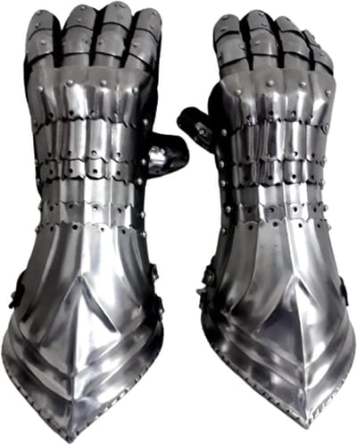 Middeleeuwse Pantserhandschoenen - Kostuumhandschoenen Metalen Handschoenen - Historische Re-enactment - Handgemaakt Kwaliteitsitem - Standaard Volwassen Maat - Zilver