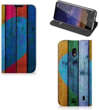 Nokia 2.2 Book Wallet Case Wood Heart - Cadeau voor je Vriend