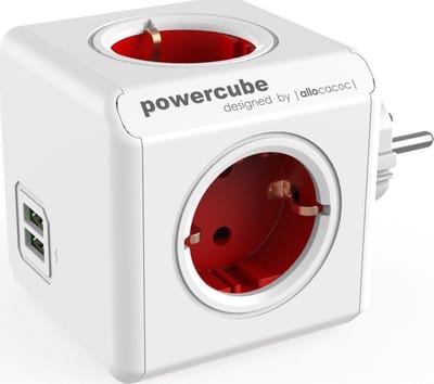 DesignNest PowerCube Original - USB - Schuko - Rood