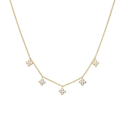 Lucardi Dames Zilveren ketting goldplated hanger sterren met zirkonia - Ketting - 925 Zilver - Goudkleurig - 45 cm