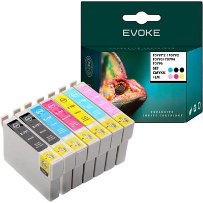 7X Inktcartridge voor Epson Printer T0791 + T0792 + T0793 + T0794 + T0795 + T0796 XL