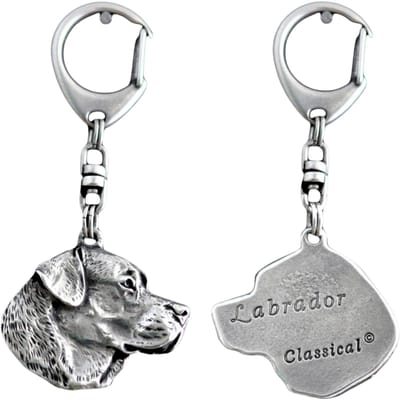 Art-Dog - Sleutelhanger Labrador Retriever - Verzilverd - Hondenportret - Unieke Tasdecoratie