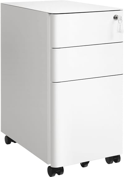 FurnStar - Ladeblok - Afsluitbare Lade - Metaal - 3 Laden - 30x46x59.2cm - Wit