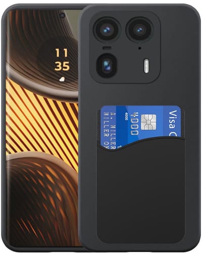 Geschikt voor Motorola Edge 50 Ultra Telefoonhoesje met Siliconen Pasjeshouder - Flexible Back Cover Case Siliconen TPU with Silicone Cardslot - Zwart - Smartphonica geschikt voor Motorola Edge 50 Ultra