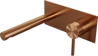 Brauer Copper Edition inbouw wastafelmengkraan met rechte uitloop en afdekplaat model A1 koper geborsteld PVD