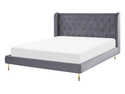 FORBACH - Tweepersoonsbed - Grijs - 140 x 200 cm - Fluweel