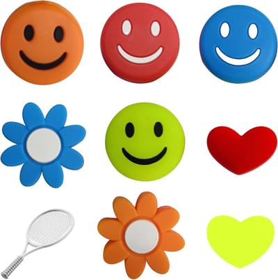 Vibratiedemper - tennisdemper - tennisracket demper - grappige Happy Face demper - tennisschokdemper - voor tennisspelers - schokabsorberende demping