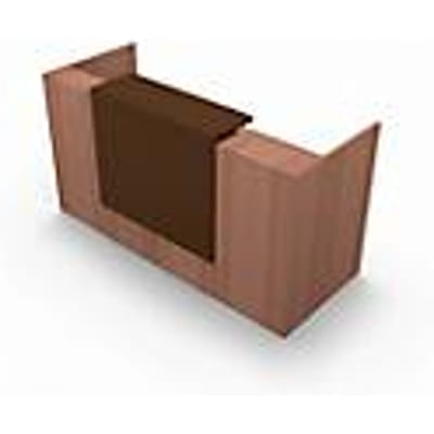Balie Spezia, recht, B 2060 x D 880 x H 1130 mm, notenhout-Canaletto-patroon/leder bruin
