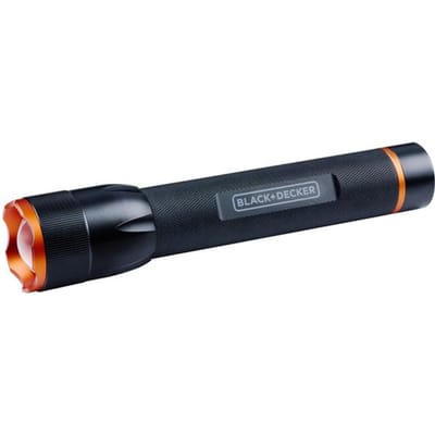 BLACK+DECKER LED Zaklamp 350 Lumen - 6W - 200M Bereik - 3 Lichtstanden: Hoog, Laag, Pulserend - Zwart/Oranje