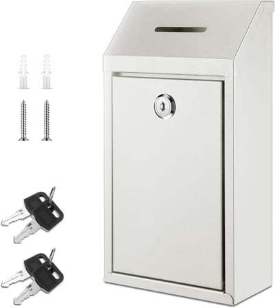Metalen brievenbus - Collectebus met slot - Veilig post ontvangen - Regendichte hoes - 26 x 22 x 8 cm