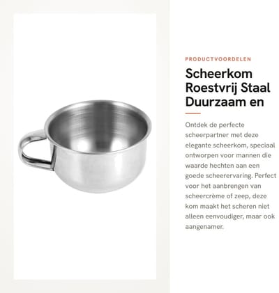 Dailygoods- Scheerkom Roestvrij Staal - Scheerkwast - Scheerzeep - Duurzaam - Stijlvol - Eenvoudig te reinigen - Scheerschaal