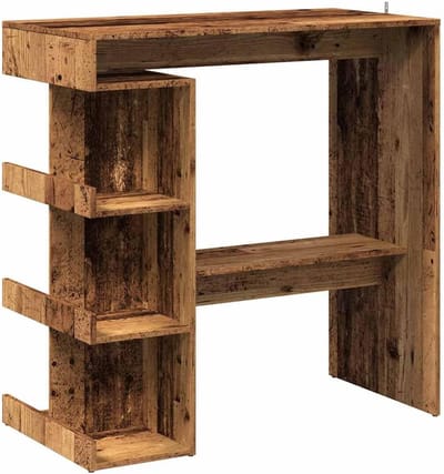 Generic Houten Bartafel met Opbergrek Pubtafel met Voetensteun voor Keukeneethoek (Oud hout)