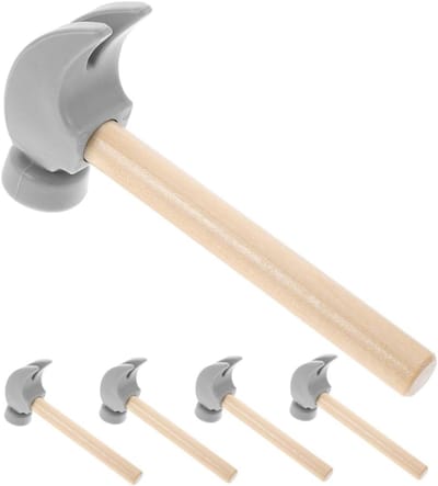 Houten Hamerspeelgoed - Tikspel Blokken - Motoriek Ontwikkelen - Duurzame Houtconstructie - 16.50X8.00X2.50CM - Grijs