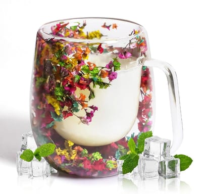 Dried Flower Mug van 370ml met Dubbele Wand, Schattige Koffiemok met Handvat, Geïsoleerde Koffiekop voor Verjaardagscadeaus en Cadeaus voor Moeder, Vriendin of Leraar