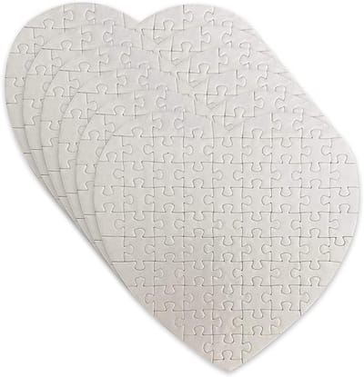 Set van 6 witte hartvormige puzzels voor sublimatie - 20 x 20 cm - 83 stukken