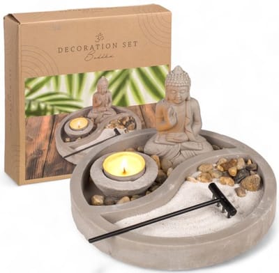 Allecto - Boeddhafiguur - Zen-tuinset - Spirituele decoratie - Rond