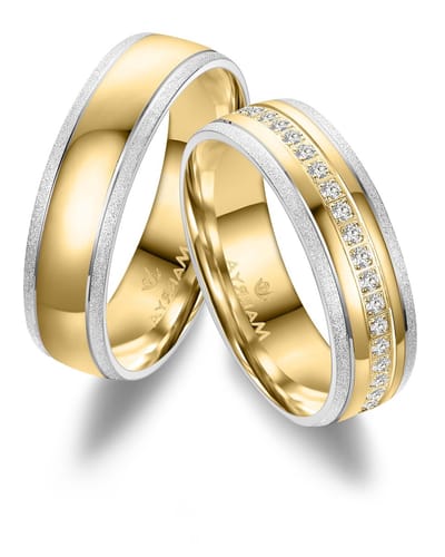 Jonline SET Trouwringen Edelstaal Zirkonia 5.5 mm| Vriendschapsringen |Relatie ringen