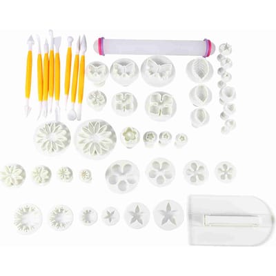 46 STKS Bloem Fondant Taart Sugarcraft Decoratie Kit Uitstekers Gereedschap Vorm Sets zwart