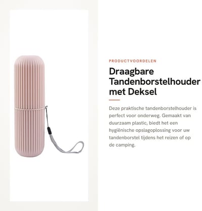 Dailygoods- Tandenborstelhouder Draagbaar - Tandenborstelkoker - Herbruikbaar - Plastic - Deksel - Voor Reizen - Tandenborstelcase