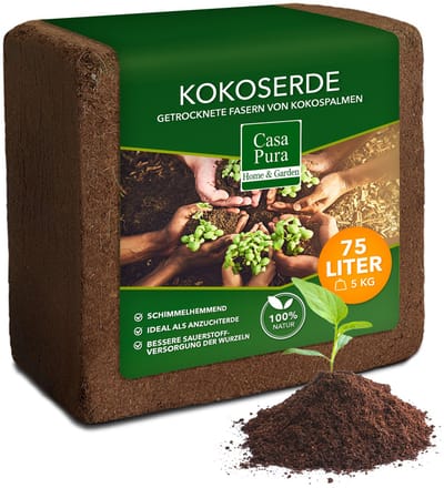 FLOORDIREKT Geperste Kokosgrond - 75 liter Potgrond van Kokosvezel - Potgrond - Zaaigrond - Plantengrond - Voorjaarsgrond