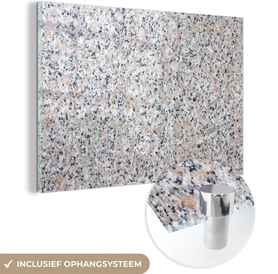 MuchoWow® Glasschilderij 150x100 cm - Schilderij acrylglas - Graniet - Structuren - Design - Steen - Foto op glas - Schilderijen